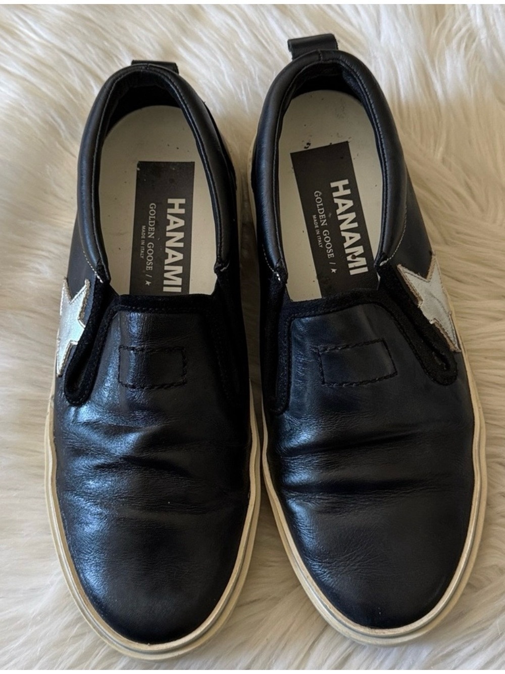 Golden Goose Hanami Private Edition Leather Slip-On Sneakers with Silver Star - Picture 4 of 16